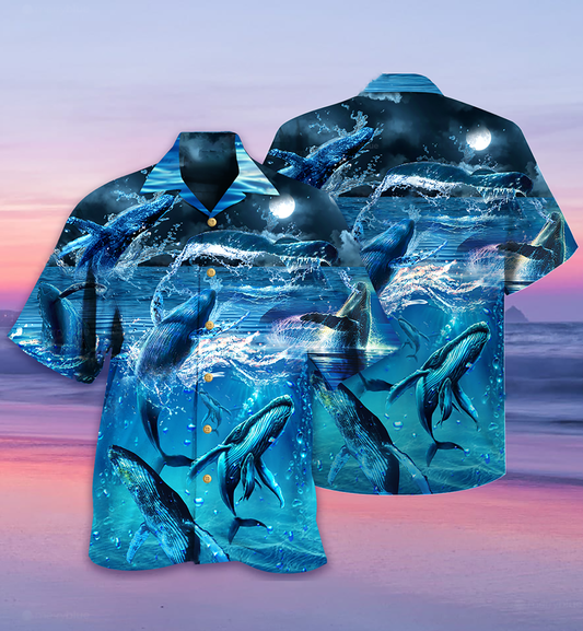 Whale Love Ocean Blue - Hawaiian Shirt, Hawaiian Shirt Gift, Christmas Gift