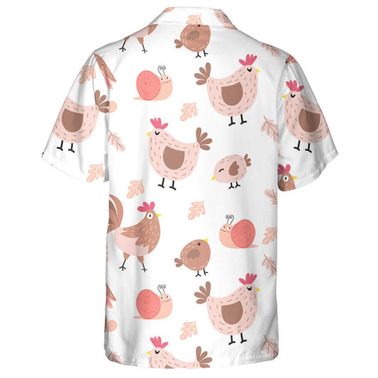 Funny Hen And Cute Chicken With Snail Leaves Hawaiian Shirt, Hawaiian Shirt Gift, Christmas Gift
