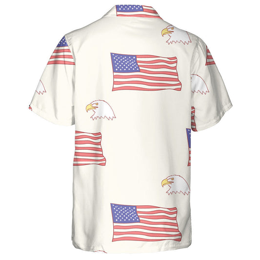 Hand Drawn American Flag And Eagle Head Pattern Hawaiian Shirt, Hawaiian Shirt Gift, Christmas Gift