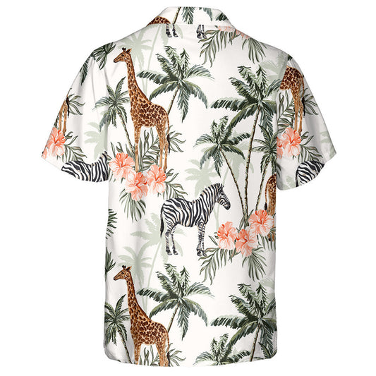 Hand Painting Giraffe And Zebra In Jungle Pattern Hawaiian Shirt, Hawaiian Shirt Gift, Christmas Gift