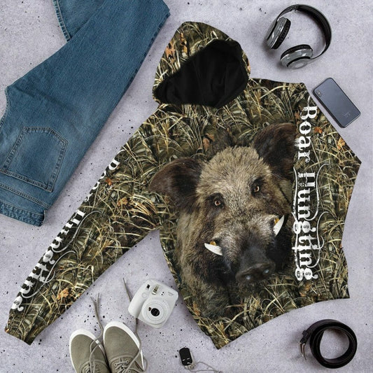 3D Wildschwein Jagd Custom T-Shirt Hoodie Bekleidung
