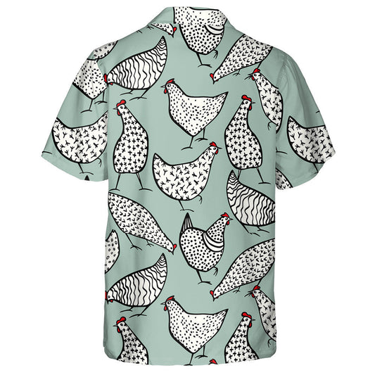 Funny Chicken With Red Crest On Blue Background Hawaiian Shirt, Hawaiian Shirt Gift, Christmas Gift