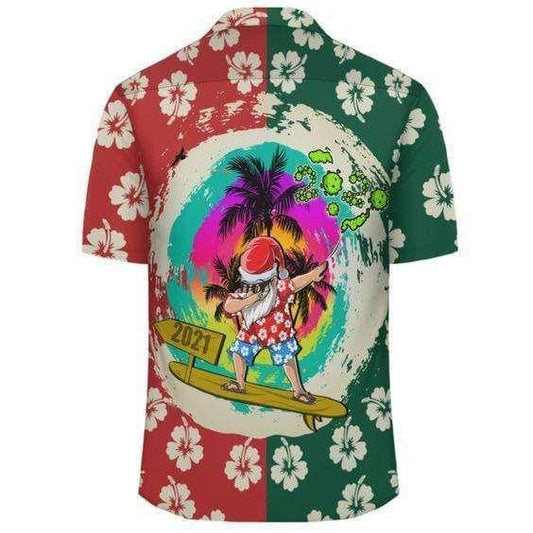 Hawaiian Shirt Mele Kalikimaka Dabbing Santa Surfing Christmas Themed, Hawaiian Shirt Gift, Christmas Gift