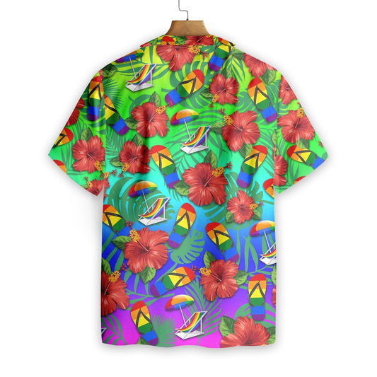 Red Floral Flower Leaf Pattern Hawaiian Shirt,Hawaiian Shirt Gift, Christmas Gift