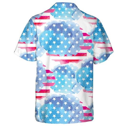 Watercolor Red And Blue Brush American Flag Pattern Hawaiian Shirt, Hawaiian Shirt Gift, Christmas Gift