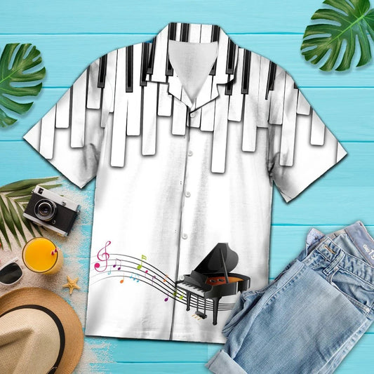3d Piano Keyboard Enjoy The Rhythm Pattern Hawaiian Shirt, Hawaiian Shirt Gift, Christmas Gift