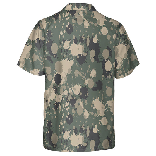 Splashed Colors Green And Gray Camouflage Pattern Hawaiian Shirt, Hawaiian Shirt Gift, Christmas Gift