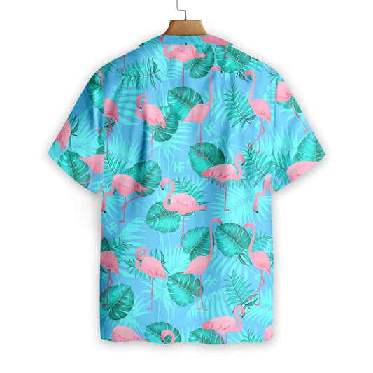 Flamingo In Turquoise Garden Pattern Hawaiian Shirt, Hawaiian Shirt Gift, Christmas Gift