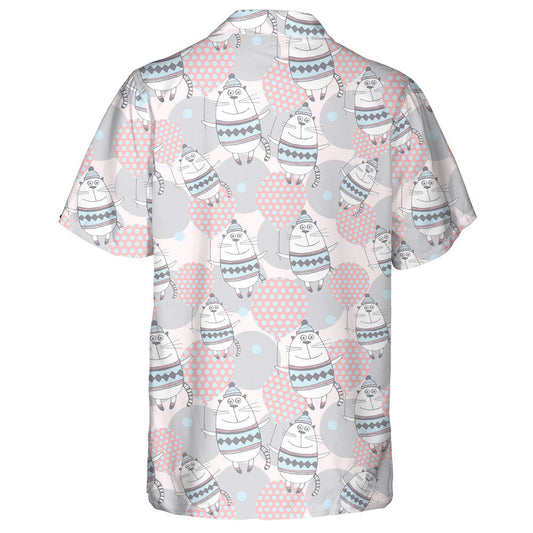 Gentle Cartoon Background With Cute Cats With Balloons Hawaiian Shirt, Hawaiian Shirt Gift, Christmas Gift