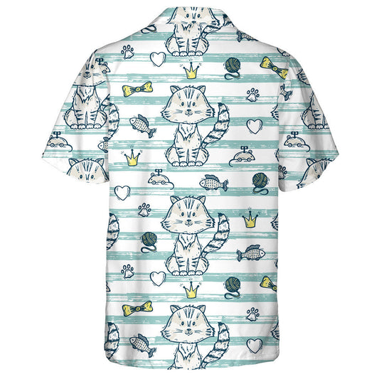 Hand Drawn Doodle Cat And Accessories For Pets Hawaiian Shirt, Hawaiian Shirt Gift, Christmas Gift