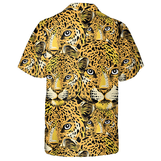 The Big Face Leopard On Black Background Hawaiian Shirt, Hawaiian Shirt Gift, Christmas Gift