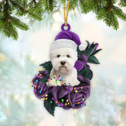 West Highland White Terrier Dog In Purple Rose Christmas Ornament Christmas Gift To Dog Lover, Christmas Gift,Christmas Decoration