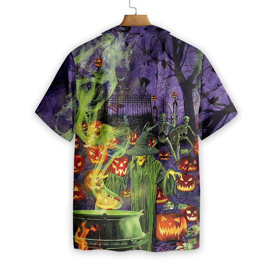 Fright Witch Hour At Night Halloween Dramatic Hawaiian Shirt, Hawaiian Shirt Gift, Christmas Gift