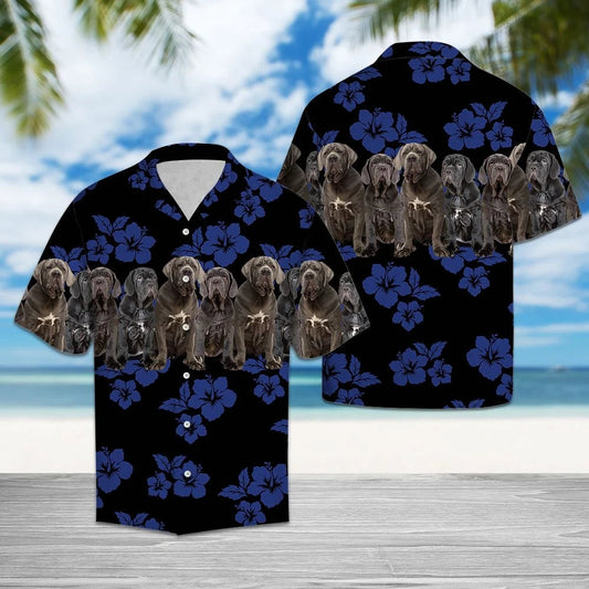 Awesome Neapolitan Mastiff Dog Group On Hibiscus Pattern Hawaiian Shirt, Hawaiian Shirt Gift, Christmas Gift