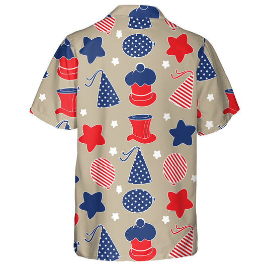 Modern Illustration Of Icons In American Flag Style Hawaiian Shirt, Hawaiian Shirt Gift, Christmas Gift