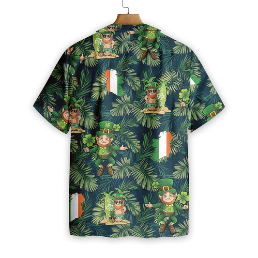 Irish People Proud Leprechaun Tropical Jungle Theme Design Hawaiian Shirt, Hawaiian Shirt Gift, Christmas Gift