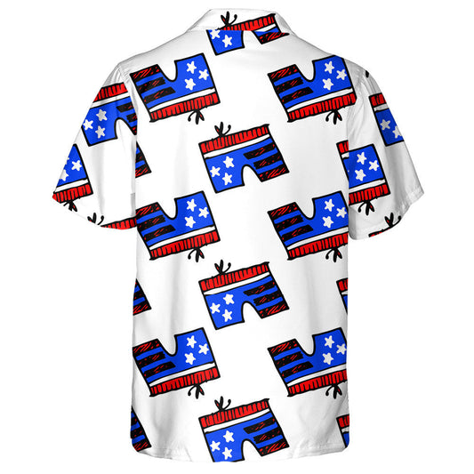 American Flag In The Form Of Shorts Bow On Pattern Hawaiian Shirt, Hawaiian Shirt Gift, Christmas Gift