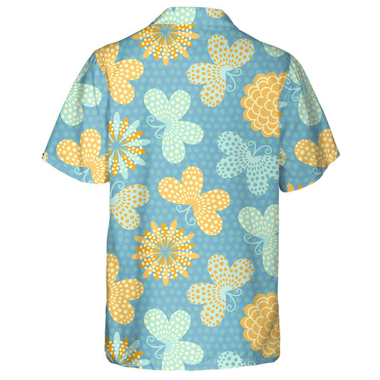 Theme Spring Summer Background With Flowers And Butterflies Hawaiian Shirt, Hawaiian Shirt Gift, Christmas Gift