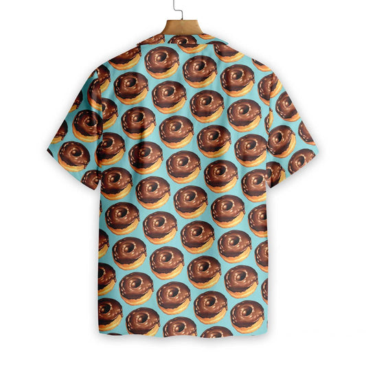 Chocolate Donuts On Light Sky Blue Design Hawaiian Shirt, Hawaiian Shirt Gift, Christmas Gift