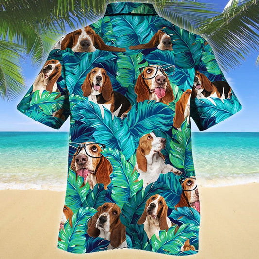Beautiful Basset Hound Dog Tropical Forest Lovers Gift Hawaiian Shirt, Hawaiian Shirt Gift, Christmas Gift
