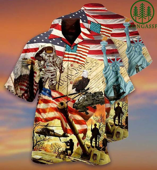 American Army and freedom Hawaiian Shirt, Hawaiian Shirt Gift, Christmas Gift