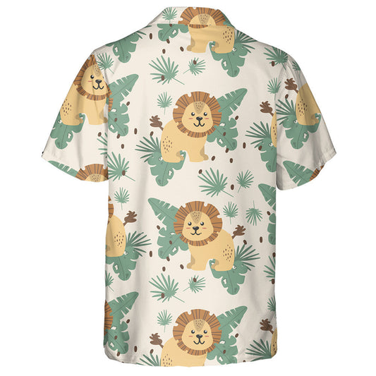 Funny Lion With Tropical Palm And Banana Leaves Hawaiian Shirt, Hawaiian Shirt Gift, Christmas Gift