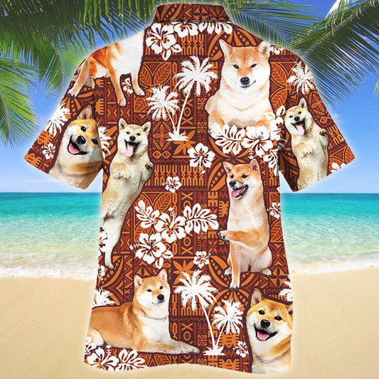 Intelligent Shiba Inu Dog Red Tribal Pattern Hawaiian Shirt, Hawaiian Shirt Gift, Christmas Gift