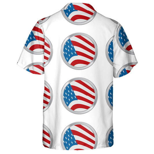 Monochrome Style With American Flag Circle Badge Pattern Hawaiian Shirt, Hawaiian Shirt Gift, Christmas Gift