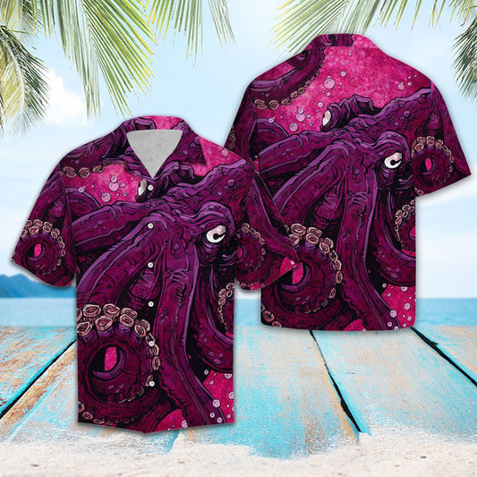 Ideal Gift For Animal Lovers Pinky Octopus Art Hawaiian Shirt, Hawaiian Shirt Gift, Christmas Gift