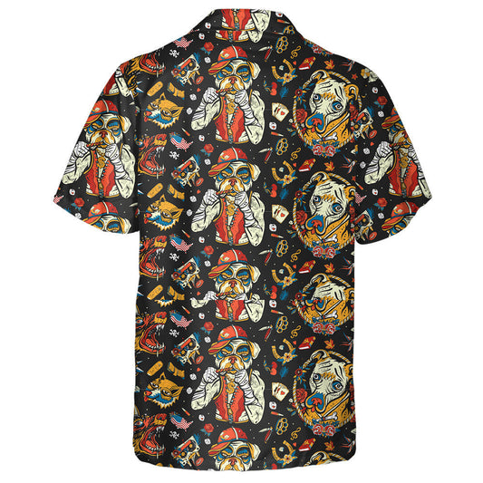 Old School Tattoo Style Cartoon Crime Boxer Bulldog Hawaiian Shirt, Hawaiian Shirt Gift, Christmas Gift