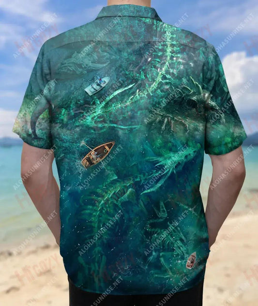 Dragon Bones Underwater Unisex Hawaiian Shirt Vacation Short Sleeve Best Hawaiian Shirts Hawaiian Shirts For Men, Hawaiian Shirt Gift, Christmas Gift