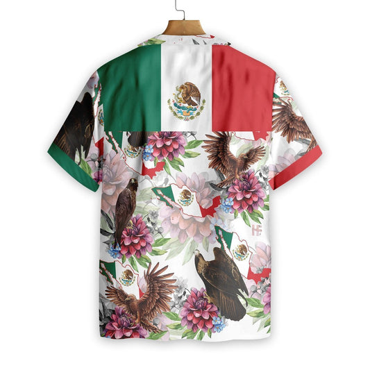Mexico Proud Dahlia Golden Eagle On White Background Hawaiian Shirt, Hawaiian Shirt Gift, Christmas Gift
