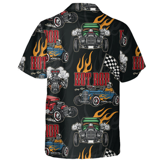 Hot Rod Cars Turbocharged Engine Flames American Flags Hawaiian Shirt, Hawaiian Shirt Gift, Christmas Gift