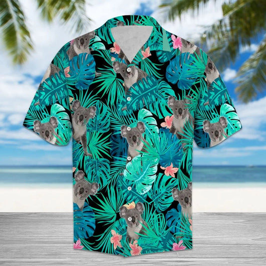 Hiding Koalas In Tropical Green Jungle Pattern Hawaiian Shirt, Hawaiian Shirt Gift, Christmas Gift