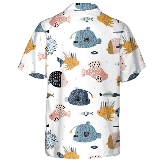 Sea World Cartoon Pattern With Creative And Colorful Fishes Hawaiian Shirt, Hawaiian Shirt Gift, Christmas Gift