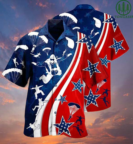 American Parachute Jump Hawaiian Shirt, Hawaiian Shirt Gift, Christmas Gift