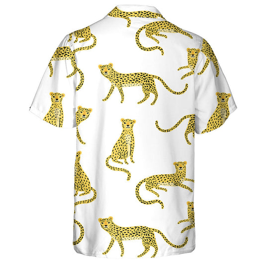 Cute Cartoon Leopard On White Background Hawaiian Shirt,Hawaiian Shirt Gift, Christmas Gift