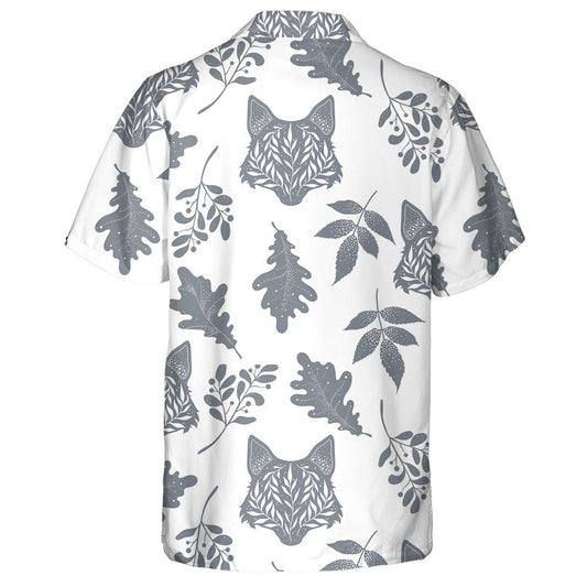 Silhouettes Of Wolf Animals And Plants With Floral Hawaiian Shirt, Hawaiian Shirt Gift, Christmas Gift