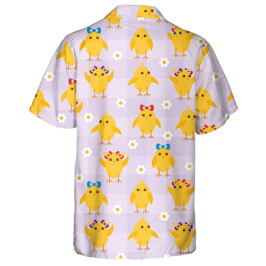 Chicken With Bow Tie And Flowers On Violet Background Hawaiian Shirt, Hawaiian Shirt Gift, Christmas Gift