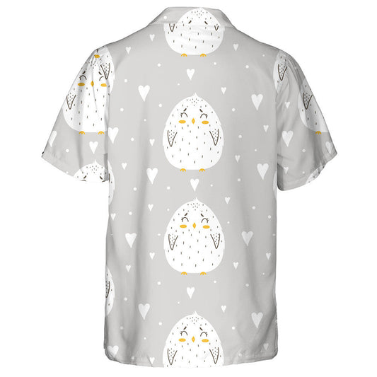 Small Heart And Cute Chicken Of White Color Hawaiian Shirt, Hawaiian Shirt Gift, Christmas Gift