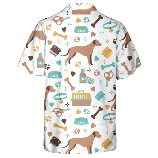 Hand Drawn Baby Dog And Medicines Animal Background Hawaiian Shirt, Hawaiian Shirt Gift, Christmas Gift