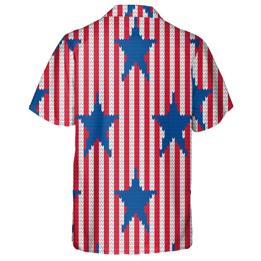 Knitted Style USA Stripes 4th Of July Pattern Hawaiian Shirt, Hawaiian Shirt Gift, Christmas Gift