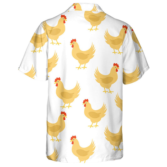 Beautiful Chicken With Red Crest On White Backgroud Hawaiian Shirt, Hawaiian Shirt Gift, Christmas Gift