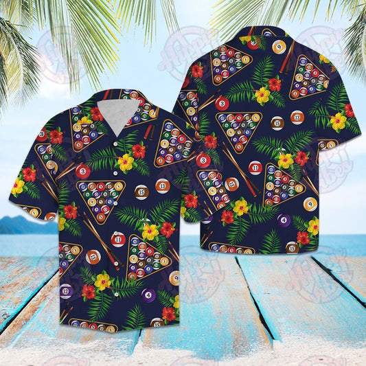 Pool Billiard Beautiful Flower Hawaiian Shirt Midnight Blue Theme, Hawaiian Shirt Gift, Christmas Gift
