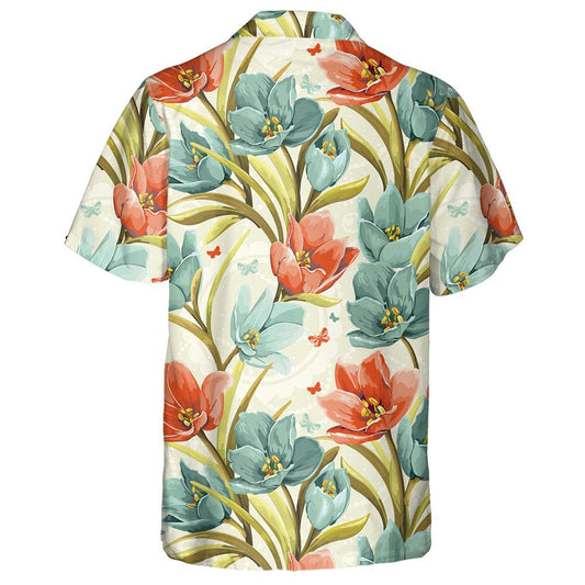 Beautiful Floral Background With Crocuses Elegance Vintage Design Hawaiian Shirt, Hawaiian Shirt Gift, Christmas Gift