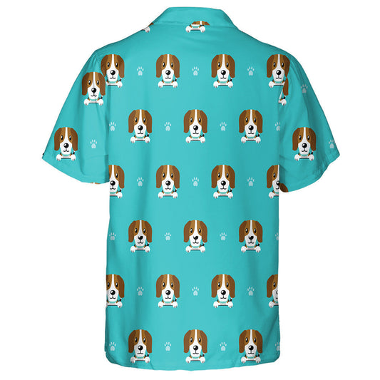 Face Of Beagle Dog On Turquoise Hawaiian Shirt,Hawaiian Shirt Gift, Christmas Gift