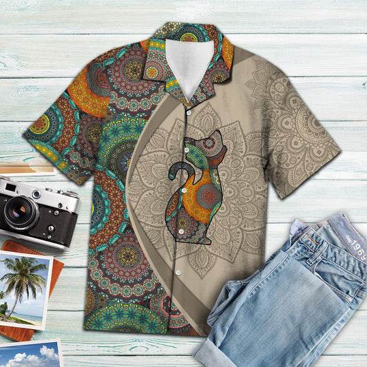 Brown Background Elephant Mandala Patchwork Hawaiian Shirt, Hawaiian For Gift