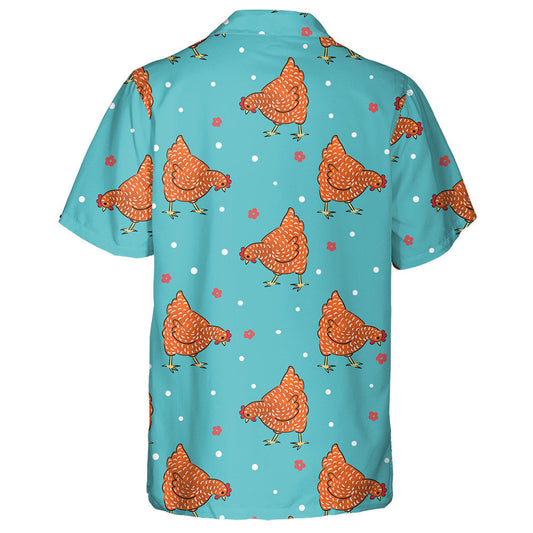 Speckled Red Chicken Hen With Small Flower Hawaiian Shirt, Hawaiian Shirt Gift, Christmas Gift