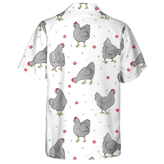 Chicken Hen With Red Crest And Small Flower Hawaiian Shirt, Hawaiian Shirt Gift, Christmas Gift
