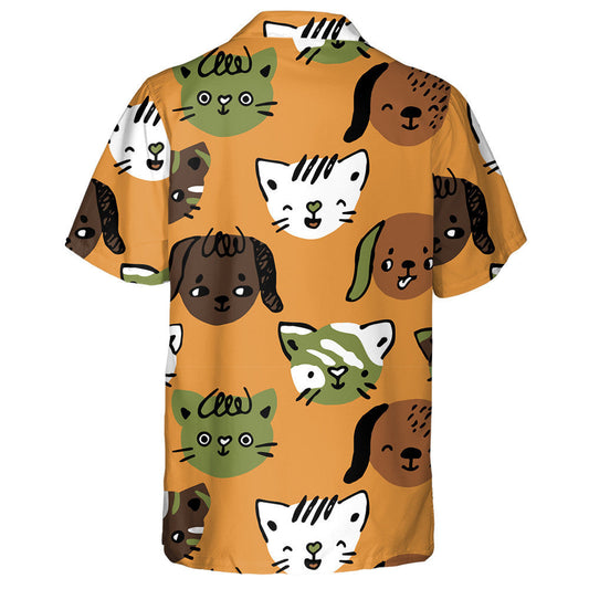 Cute Animals Heads With Emotions Cats And Dogs Hawaiian Shirt, Hawaiian Shirt Gift, Christmas Gift